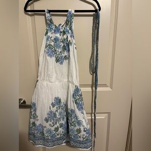 Juliet Dunn halter dress mini blue and green
